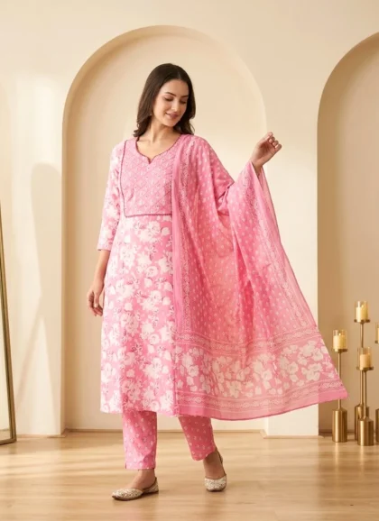 Pink Cotton Salwar Kurta Set – Elegant Ethnic Wear