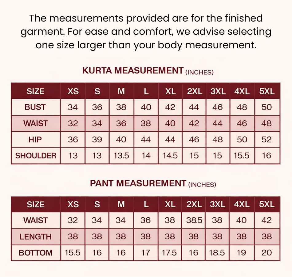 ladies suit size chart for women ethnic wear fitting guide