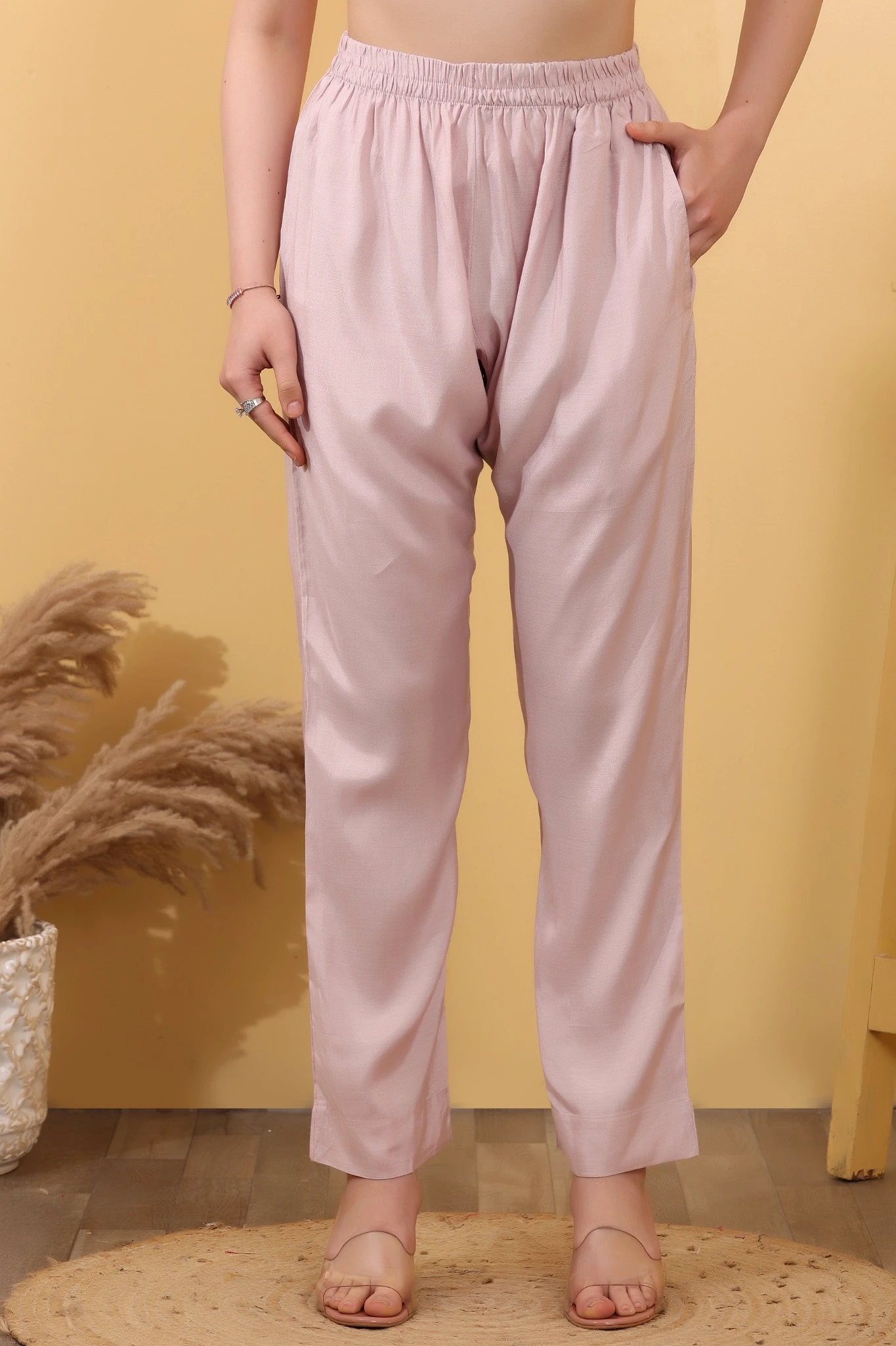 Pink Silk Blend Salwar Kurta Dupatta Set - Image 6